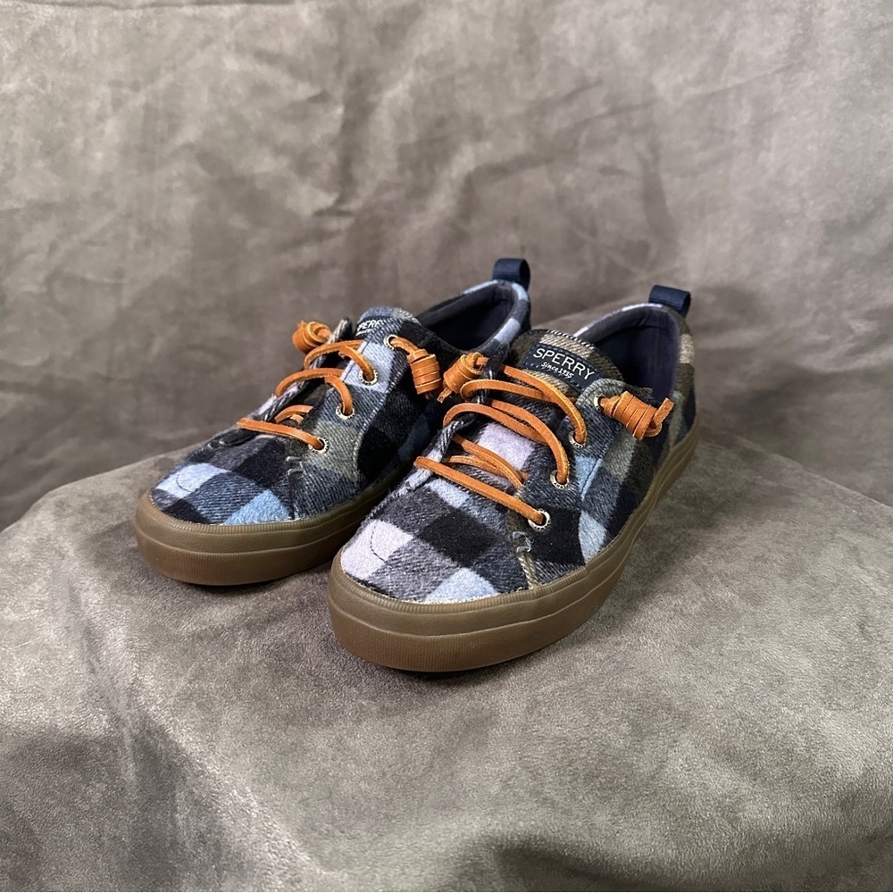 Sperry Womens Crest Vibe Plaid Wool Sneakers Navy Blue Size 7 - Picture 4 of 9